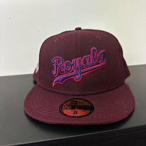 New Era 59Fifty Kansas City Royals Hat Cap Size 7 7/8 Maroon 40th Anniversar…